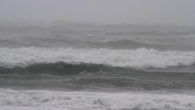 Stormy Weather In The Oregon Coast With Strong Winds Blowing And High Surf Creating A Danger 