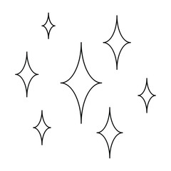 Poster - Black line art. Digital draw. Sparkles. Magical witchcraft. Transparent icon, isolated on white background. Vector EPS 10.
