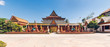 Wat Preah Prom Rath. Buddhist temple complex with gardens. Siem Reap, Cambodia. Panorama.