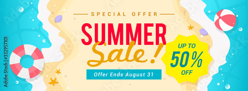 Cuadros en Lienzo Summer sale banner vector illustration