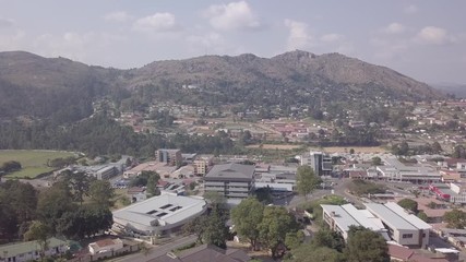 Wall Mural - Aerial view of downtown of Mbabane during daytime, capital city of Eswatini known as Swaziland