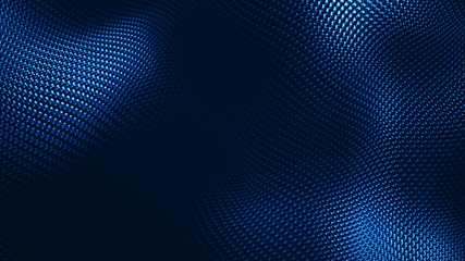 Fototapete - Dot white blue wave light screen gradient texture background. Abstract  technology big data digital background. 3d rendering.