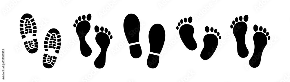 Different human footprints icon. Vector - obrazy, fototapety, plakaty 