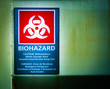 Biohazard sign on a shipping container