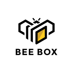 Bee Hexagon Logo Design Vector 