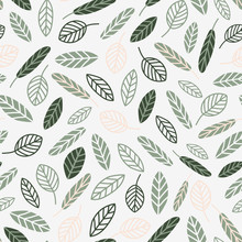 White Pattern With Small Green And Pink Leaves
