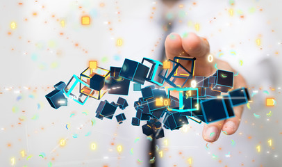 code data concept in hand digital 3d