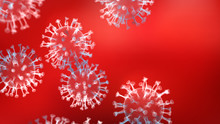 Chinese Coronavirus COVID-19 Under Microscope. Coronavirus SARS-CoV-2 Outbreak And Coronaviruses Influenza Background. Pandemic Medical Health Risk Concept. 3d Illustration.