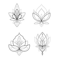 Wall Mural - Set of four ethnic Mandala ornaments for Henna drawing and tattoo template. Vector illustration