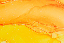 Abstract Alcohol Ink Design In Orange And Yellow