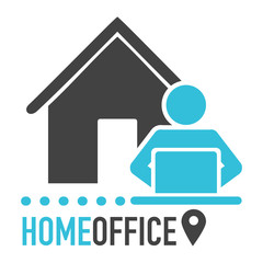 Sticker - Home office vector icon