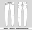 Women`s skinny fit jeans vector template