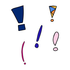 Fototapete - Vector illustration Hand drawn question mark and exclamation point. Question mark and exclamation point isolated on white.