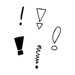 Fototapete - Vector illustration Hand drawn question mark and exclamation point. Question mark and exclamation point isolated on white.
