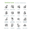 Hand Sanitizer Disinfectant Icons - Outline