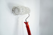 © Mamo - Farbrolle mit weißer Farbe lehnt an frisch gestrichener Wand