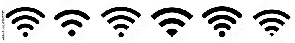 Wireless and wifi icon. Wi-fi signal symbol. Internet Connection. Remote internet access collection - stock vector. - obrazy, fototapety, plakaty 