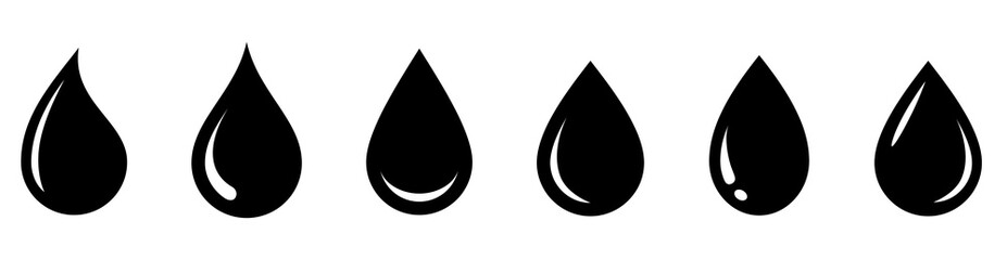Water drop shape. Water drops set. Water or oil drop. Flat style Isolated on white background - stock vector.