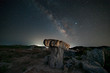 © Cavan Images - milky way panorama above a mushroom-shaped rock