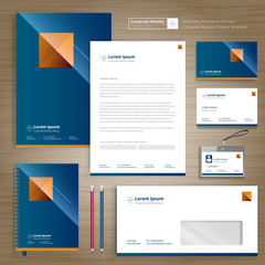 Fototapete - Corporate Business Identity template design stationery Vector abstract  background with memo Gift Items Color promotional souvenirs elements