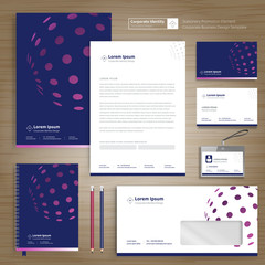 Fototapete - Corporate Business Identity template design stationery Vector abstract  background with memo Gift Items Color promotional souvenirs elements