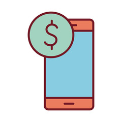 Sticker - Isolated smartphone with dollar symbol line and fill style icon vector design