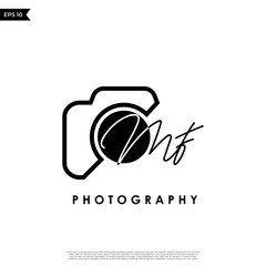 Wall Mural - Initial Letter MF with camera. Logo photography simple luxury vector.