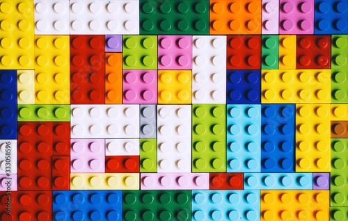 Background with colored toy bricks