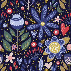 Wall Mural - seamless vector floral colorful pattern. ornate flower spring and summer botanical art in a modern f