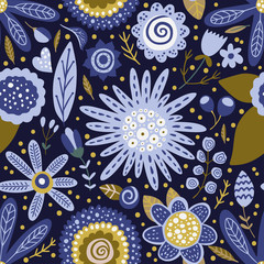 Wall Mural - seamless vector floral colorful pattern. ornate flower spring and summer botanical art in a modern f