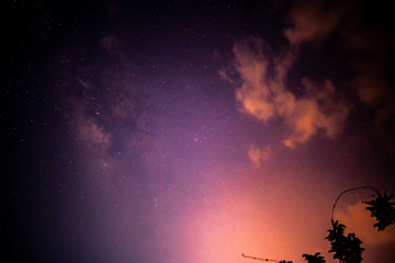 Wall Mural - milky way galaxy and starfield on night sky background, beautiful sky on summer night, bebula outer 