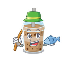 Wall Mural - A Picture of funny Fishing chocolate bubble tea design