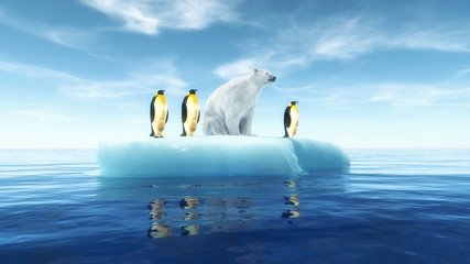 Wall Mural - penguins global warming