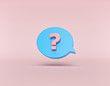 speech bubble with question mark icon minimal style. 3d rendering