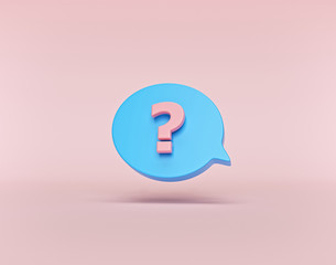 Fototapete - speech bubble with question mark icon minimal style. 3d rendering