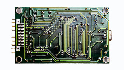 Isolated electronic circuit board, learning in engineering field with IoT, Coding and Network programming concept.