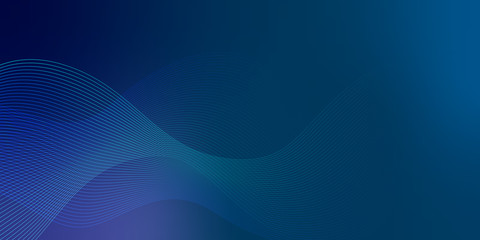 Wall Mural - abstract curve light line pattern with copy space dark blue background.
