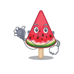 Poster - An elegant watermelon ice creamin a Doctor Cartoon character with tools