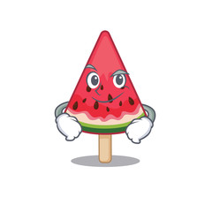 Wall Mural - Funny watermelon ice cream mascot character showing confident gesture