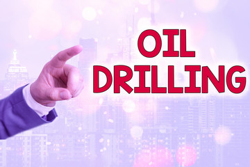 Poster - Writing note showing Oil Drilling. Business concept for involves the drilling and pumping of oil from underground wells