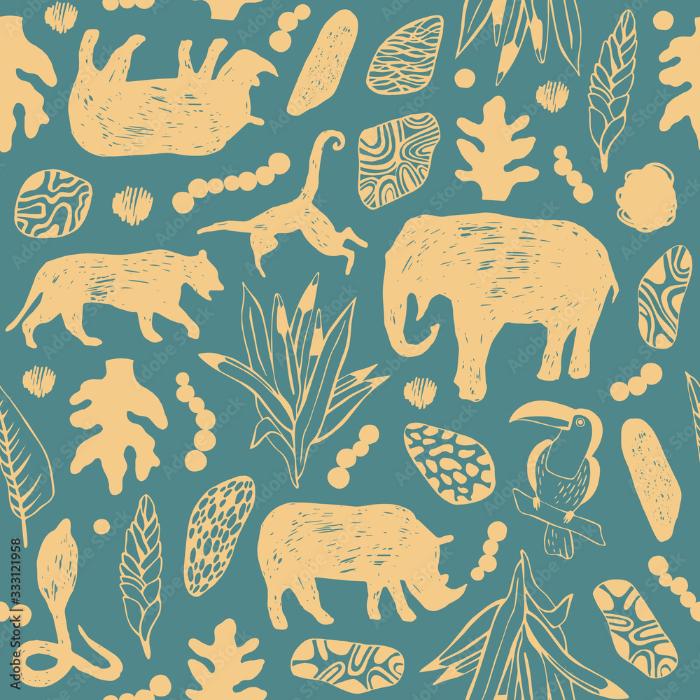 Safari Pattern Vector Tropical seamless pattern. Safari wallpaper. Stock Vector | Adobe Stock
