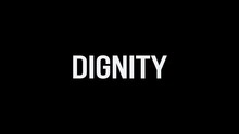 Dignity. Animation Of Text With Glitch Effect. Alpha Channel
