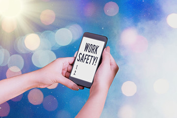 Poster - Word writing text Work Safety. Business photo showcasing policies and procedures in place to ensure health of employees