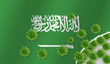 Flag of Saudi Arabia with outbreak virus. Epidemic or Pandemic coronavirus, sars, mers, influenza...