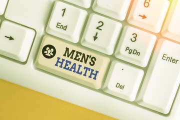 Wall Mural - Writing note showing Mens Health. Business concept for state of complete physical mental and social well being by man