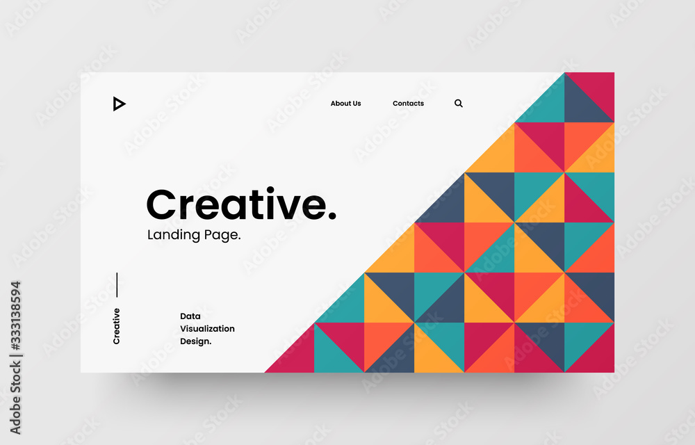 Creative horizontal website screen part for responsive web design project development. Abstract geometric pattern banner layout mock up. Corporate landing page block vector illustration template. - obrazy, fototapety, plakaty 