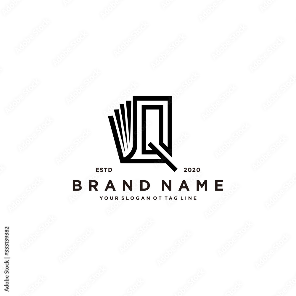 Issue Book Icon Vector letter Q and book logo design vector Stock Vector | Adobe Stock
