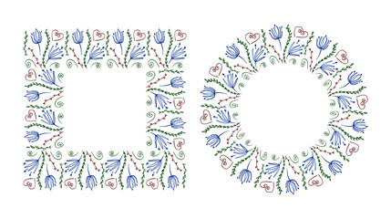 Wall Mural - floral frames line graphic set. frames decorated flowers.