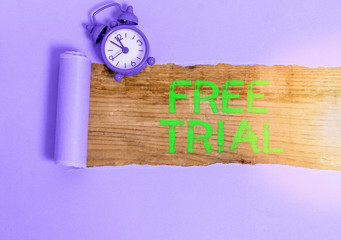 Aufkleber - Word writing text Free Trial. Business photo showcasing Product or service offered for no cost to try and give feedback