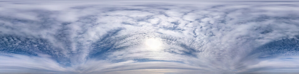 Wall Mural - seamless hdri panorama 360 degrees angle view blue sky with beautiful fluffy cumulus clouds with zen
